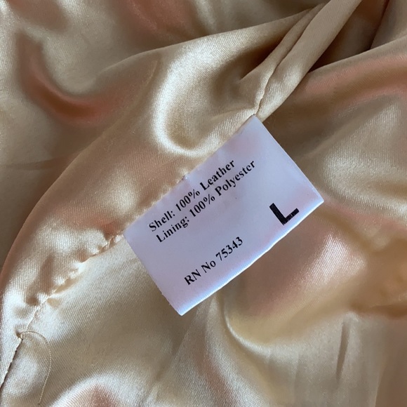 Leather Blazer🧥 Tan Cream jacket single button L coat blazer vintage retro 90’a - Picture 7 of 8